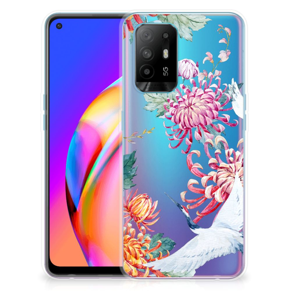 OPPO A94 5G | Reno5 Z TPU Hoesje Bird Flowers