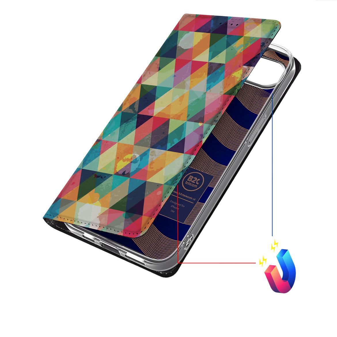 Apple iPhone 16e Hoesje met Magneet Geruit - Geruit design - Afbeelding 6