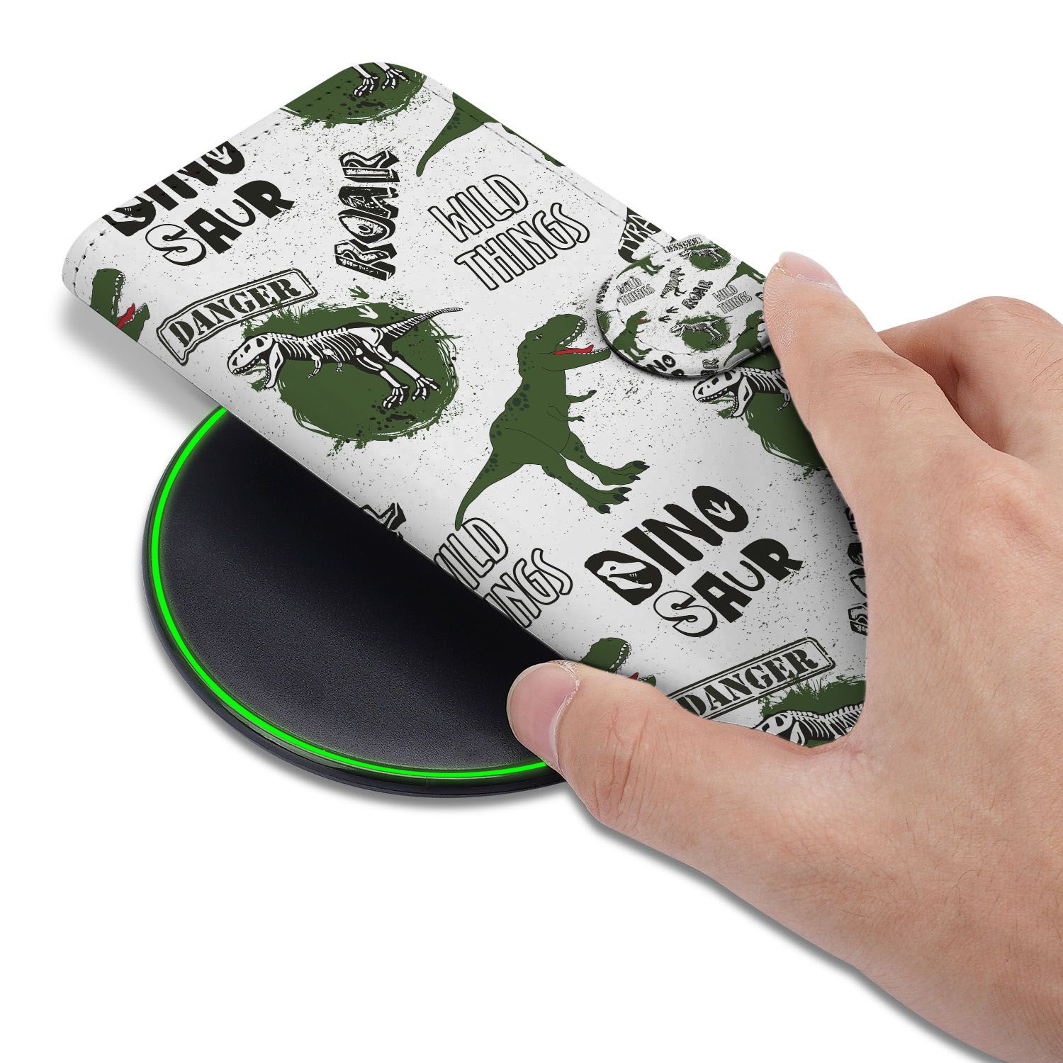 Telefoonhoesje met Pasjes voor Google Pixel 9 | 9 Pro Dinosaurus dino design boven aanzicht