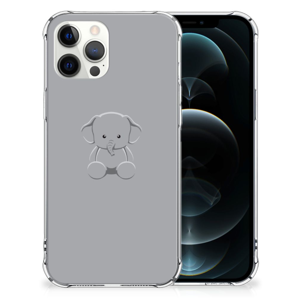 iPhone 12 Pro Max Stevig Bumper Hoesje Grijs Baby Olifant