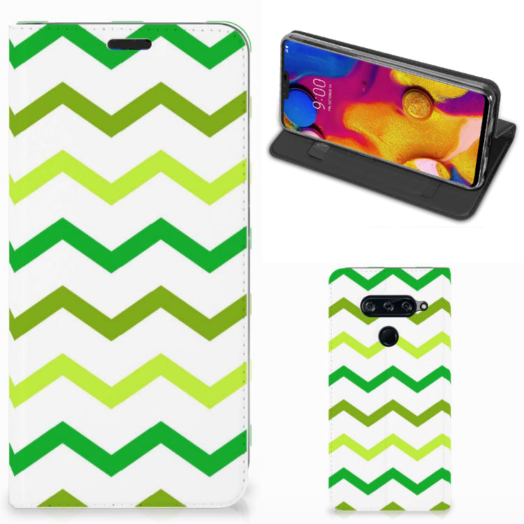 LG V40 Thinq Hoesje met Magneet Zigzag Groen