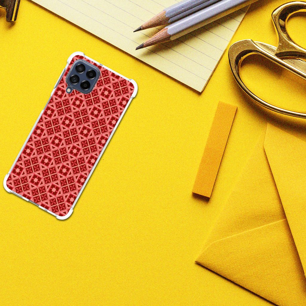 Samsung Galaxy M53 Doorzichtige Silicone Hoesje Batik Rood B2C Telecom