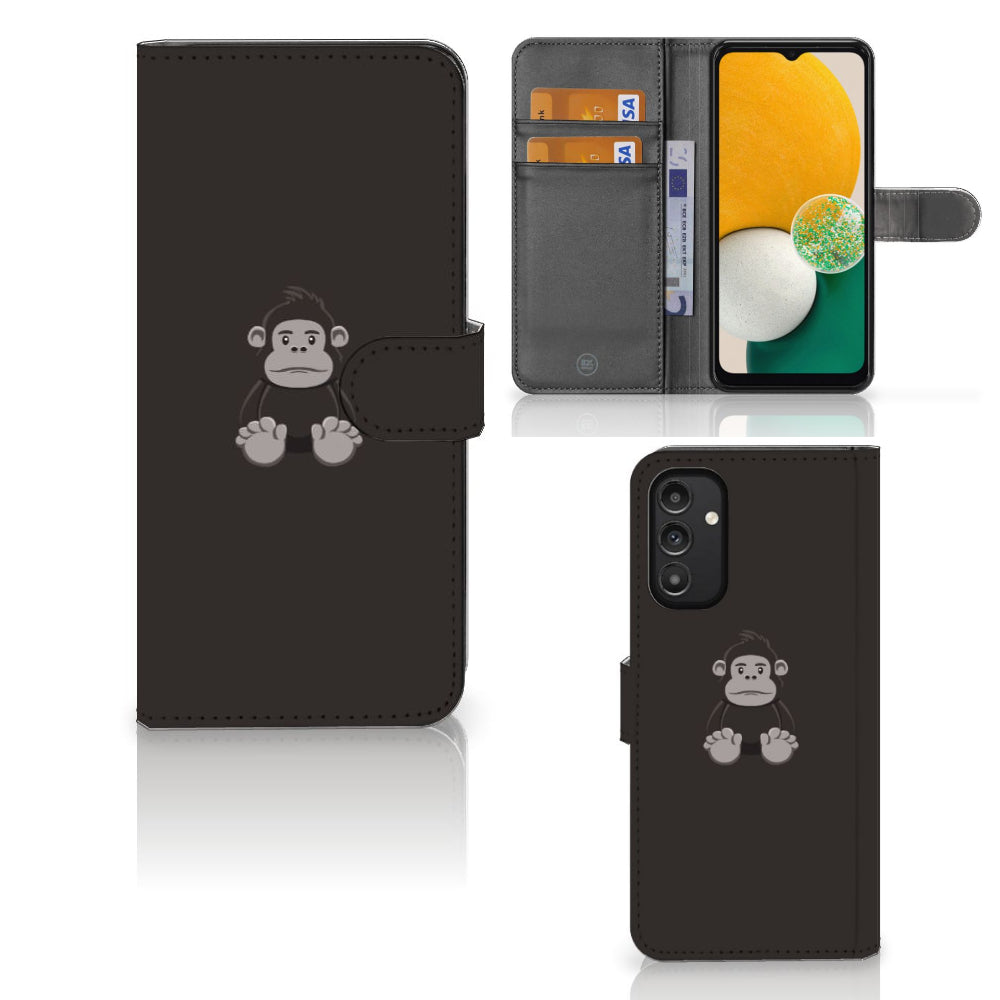 Samsung Galaxy A14 4G Leuk Hoesje Gorilla flip case met schattige gorilla en ruimte voor pasjes.