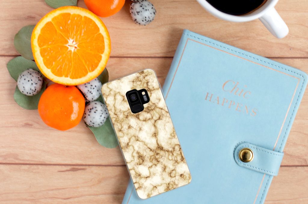 Samsung Galaxy S9 TPU Siliconen Hoesje Marmer Goud
