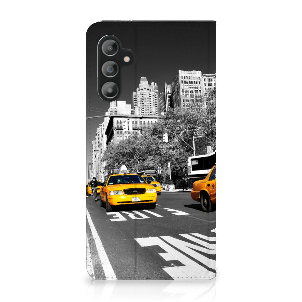 Samsung Galaxy A14 5G Book Cover New York Taxi with iconic yellow taxis and city skyline background