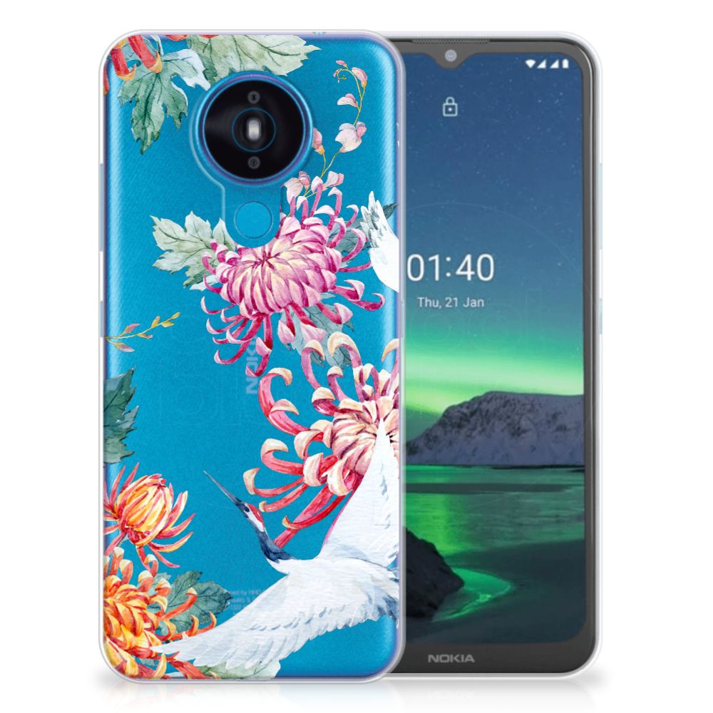 Nokia 1.4 TPU Hoesje Bird Flowers