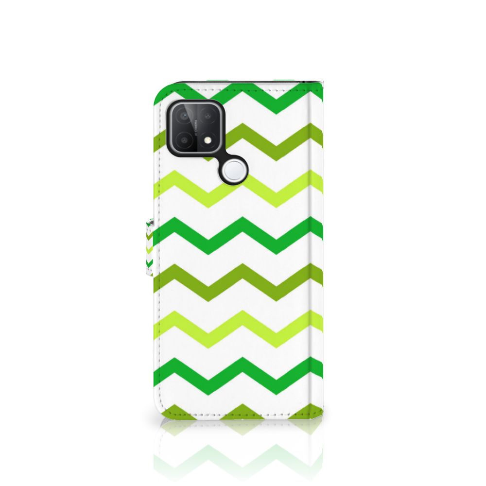 OPPO A15 Telefoon Hoesje Zigzag Groen