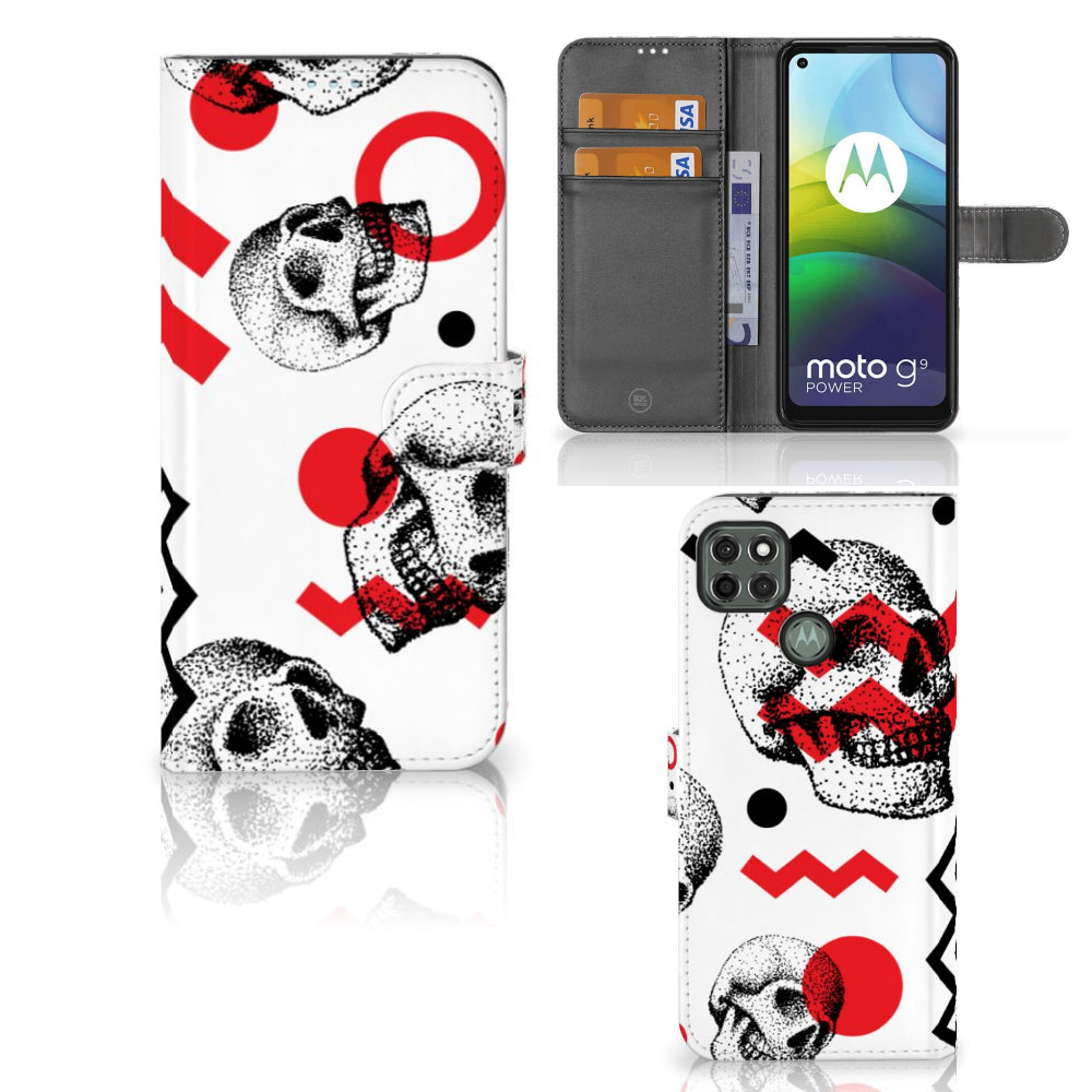 Telefoonhoesje met Naam Motorola Moto G9 Power Skull Red