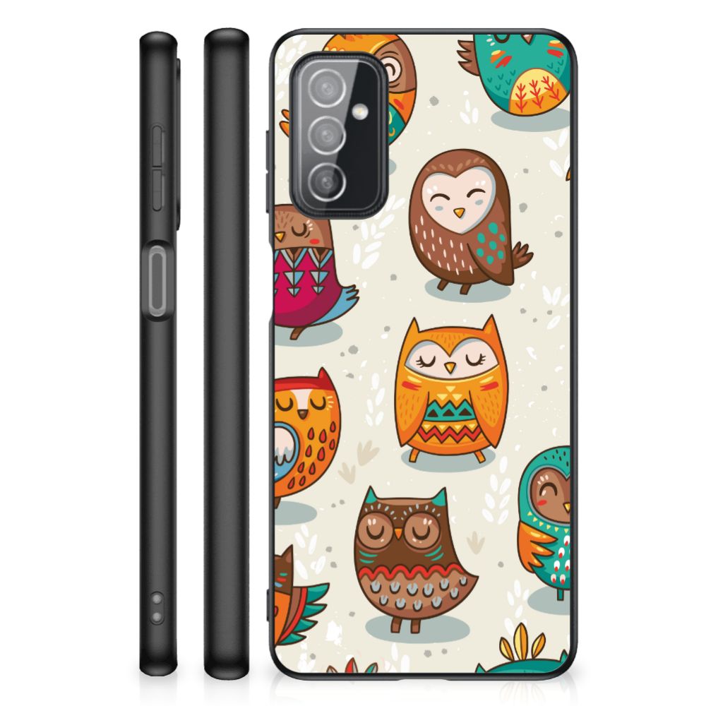 Samsung Galaxy M52 Dierenprint Telefoonhoesje Vrolijke Uilen B2C Telecom