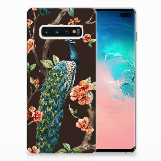 Samsung Galaxy S10 Plus TPU Hoesje Pauw met Bloemen