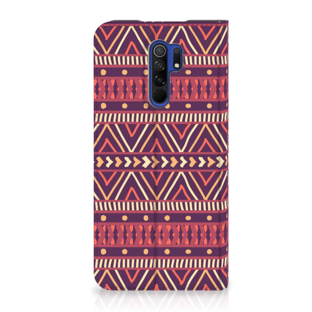 Xiaomi Redmi 9 Hoesje met Magneet Aztec Paars - B2C Telecom