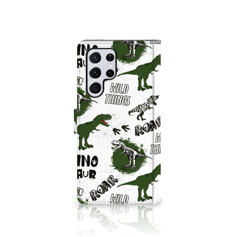 Telefoonhoesje met Pasjes voor Samsung Galaxy S22 Ultra Dinosaurus