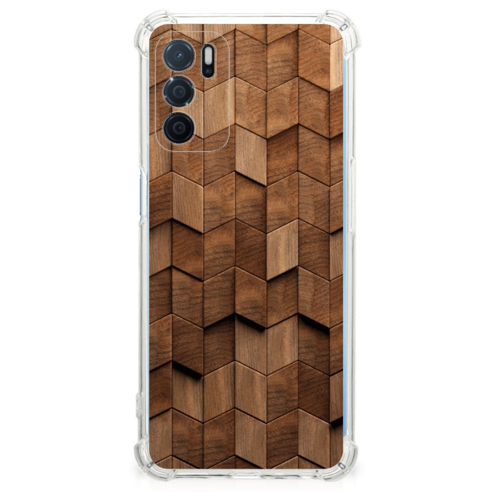 Stevig Telefoonhoesje voor OPPO A16 | A16s | A54s Wooden Cubes