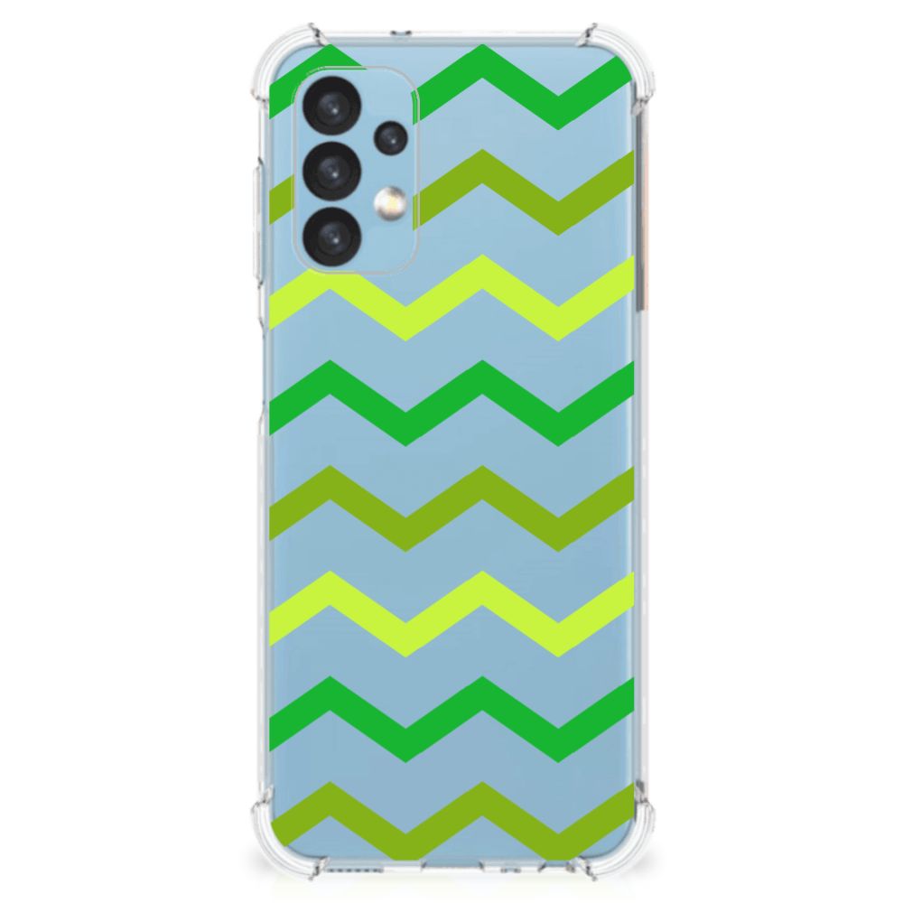 Samsung Galaxy A13 (4G) Doorzichtige Silicone Hoesje Zigzag Groen B2C Telecom