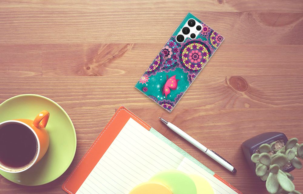 Samsung Galaxy S22 Ultra Hoesje maken Cirkels en Vlinders B2C Telecom