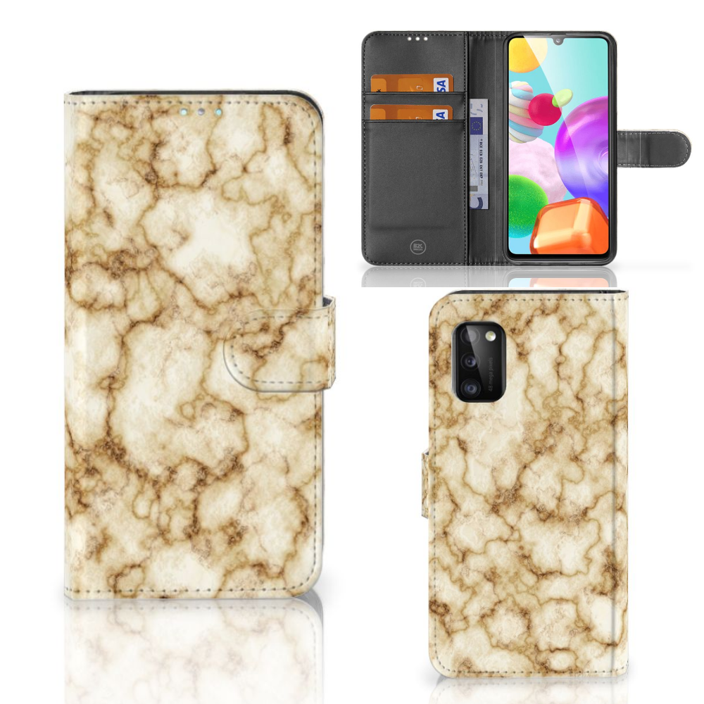 Samsung Galaxy A41 Bookcase Marmer Goud
