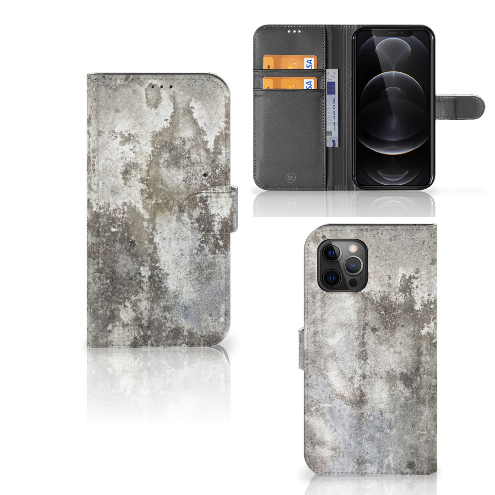 Apple iPhone 12 Pro Max Bookcase Beton Print