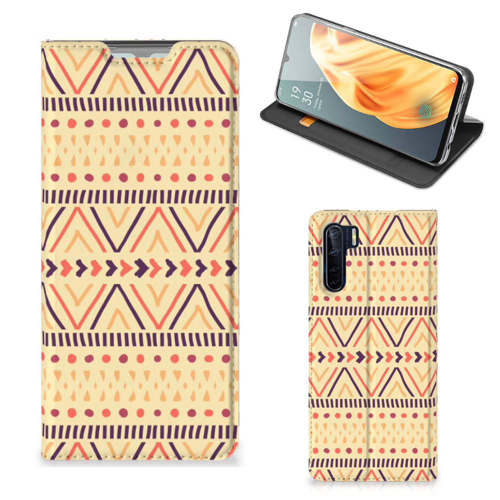 OPPO Reno3 | A91 Hoesje met Magneet Aztec Yellow - B2C Telecom