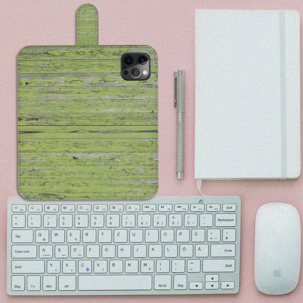 Apple iPhone 12 Pro Max Book Style Case Green Wood
