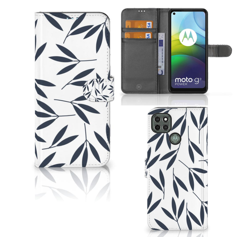 Motorola Moto G9 Power Hoesje Leaves Blue