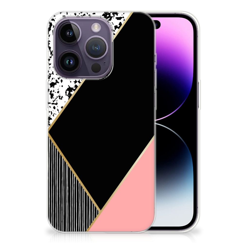 Apple iPhone 14 Pro TPU Hoesje Zwart Roze Vormen B2C Telecom