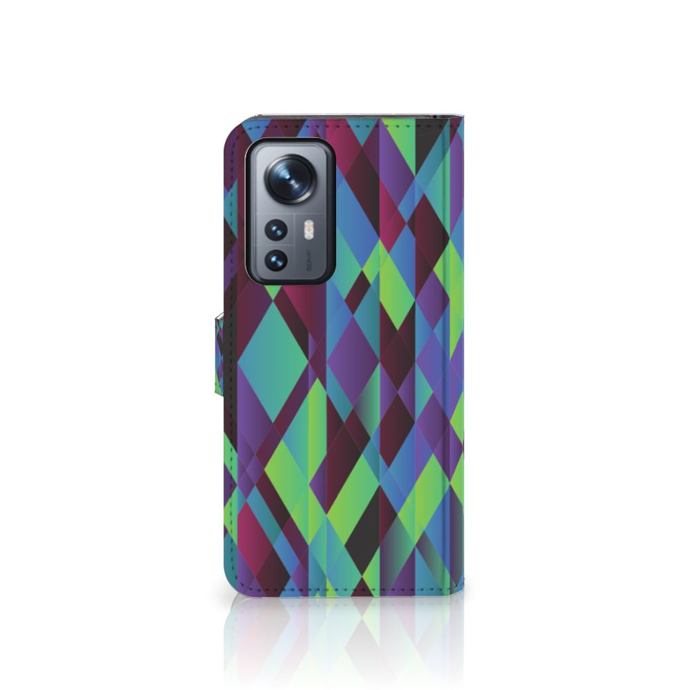 Xiaomi 12 Pro Book Case Abstract Green Blue