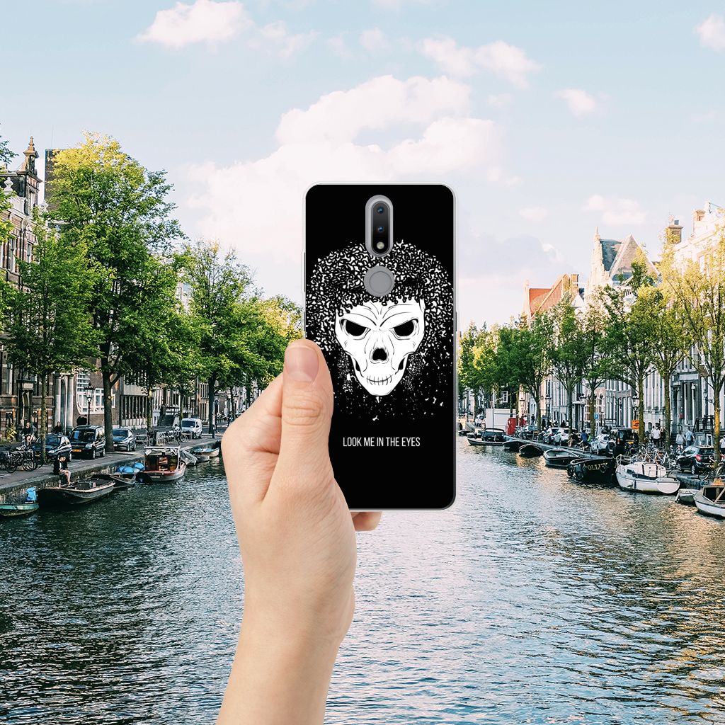 Silicone Back Case Nokia 2.4 Skull Hair