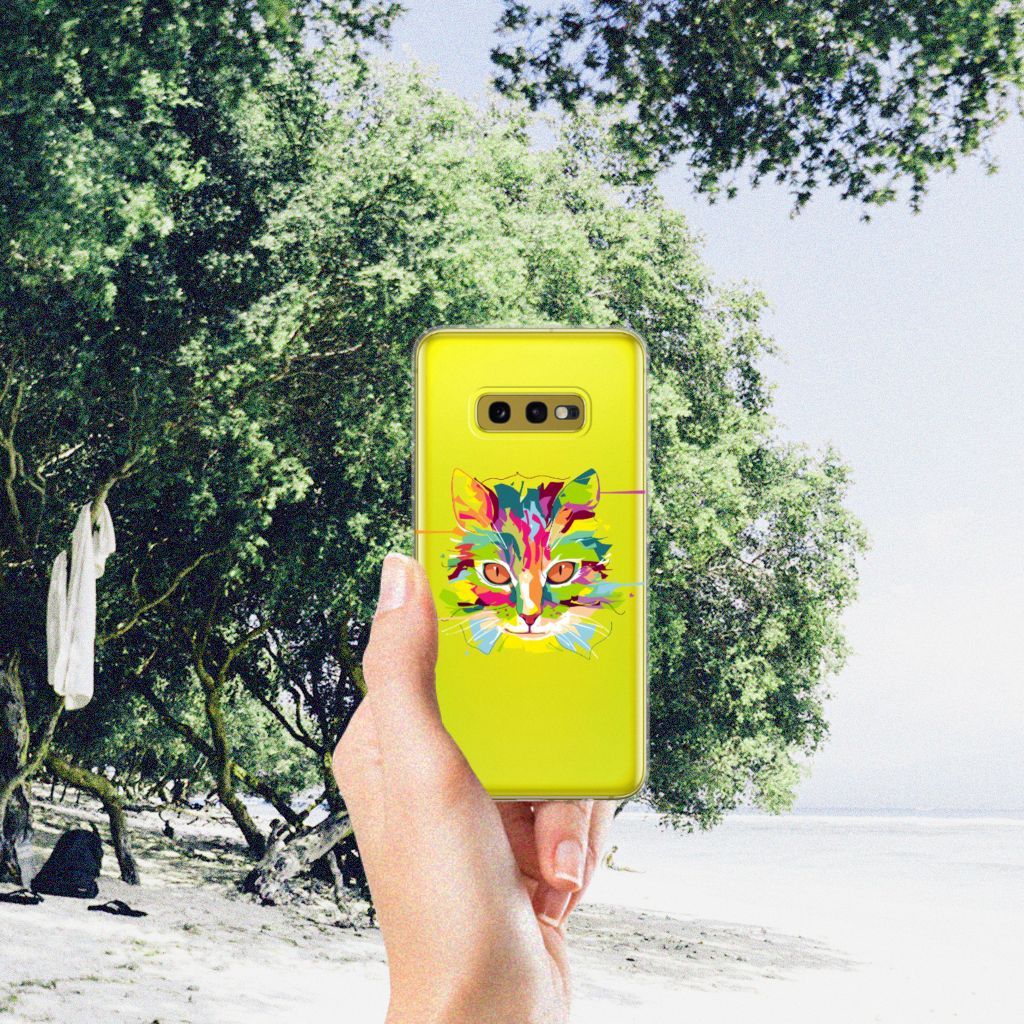 Samsung Galaxy S10e Telefoonhoesje met Naam Cat Color