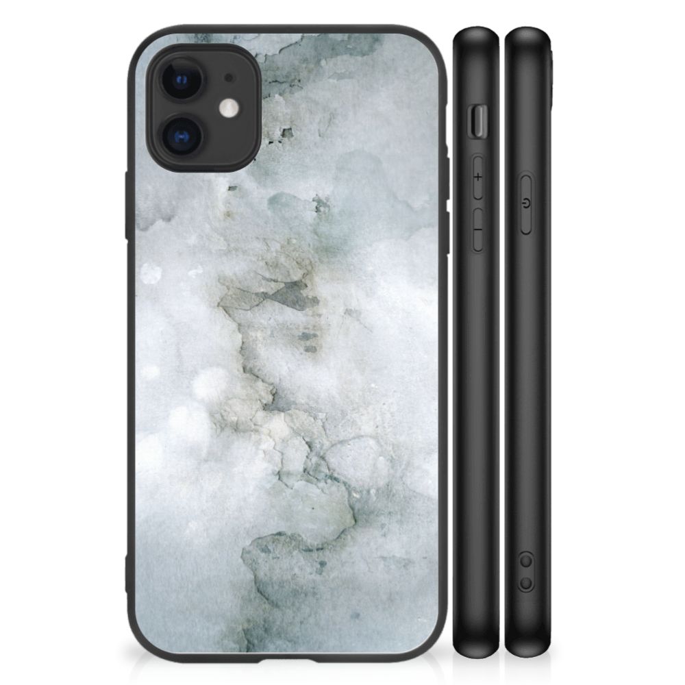 Kleurrijke Telefoonhoesje iPhone 11 Painting Grey met watercoloring design en zwarte randen voor bescherming.