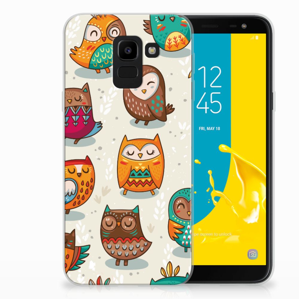 Samsung Galaxy J6 2018 TPU Hoesje Vrolijke Uilen