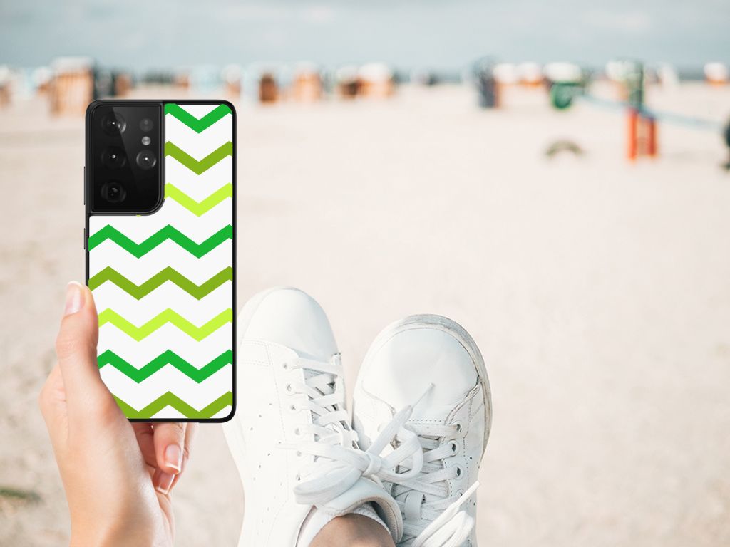 Samsung Galaxy S21 Ultra Back Case Zigzag Groen B2C Telecom