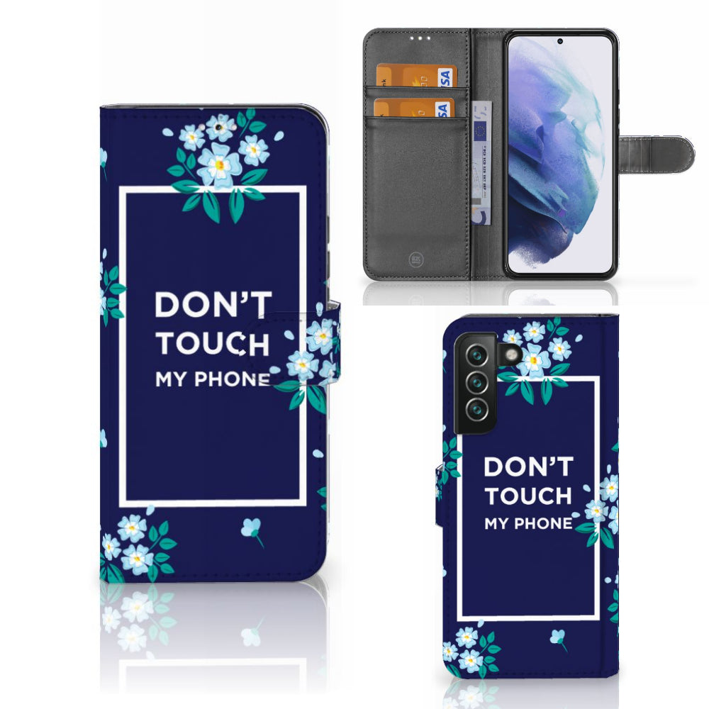 Samsung Galaxy S22 Plus Portemonnee Hoesje Flowers Blue DTMP