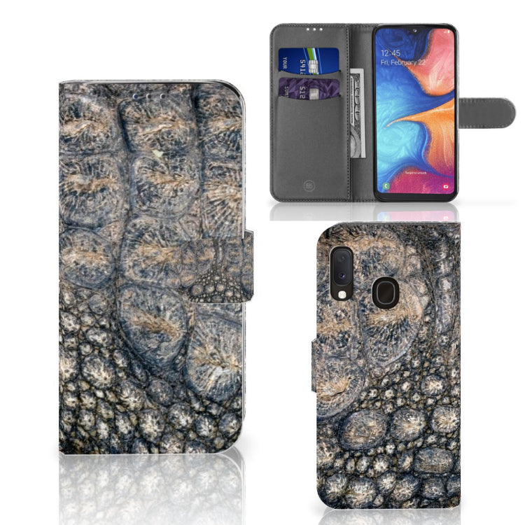 Samsung Galaxy A20e Telefoonhoesje met Pasjes Krokodillenprint