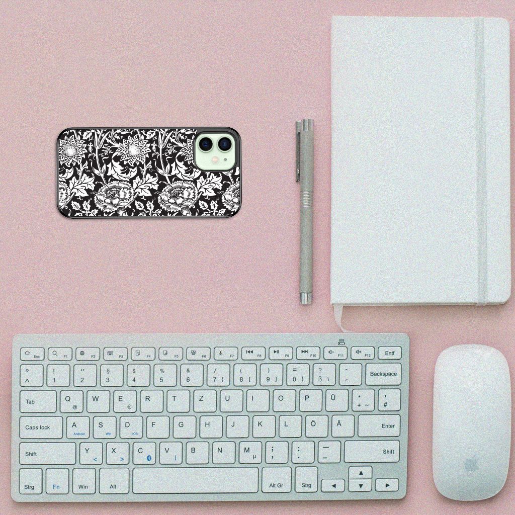 iPhone 12 Mini Skin Case Black Flowers B2C Telecom