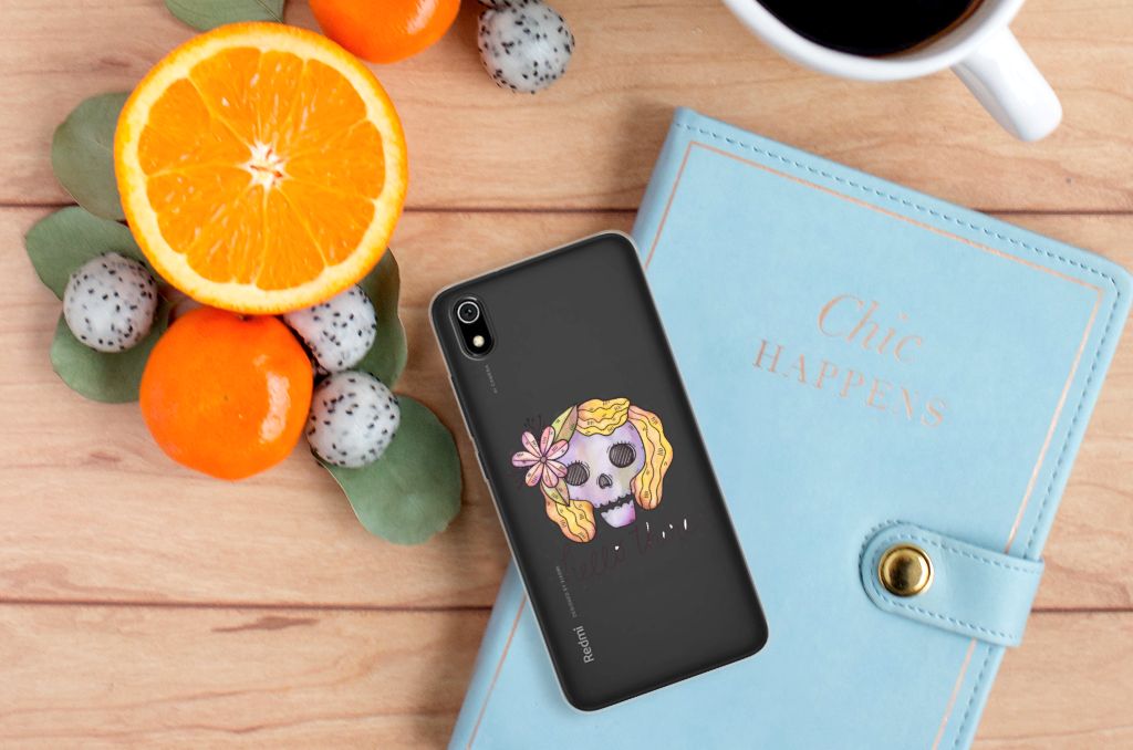 Silicone Back Case Xiaomi Redmi 7A Boho Skull