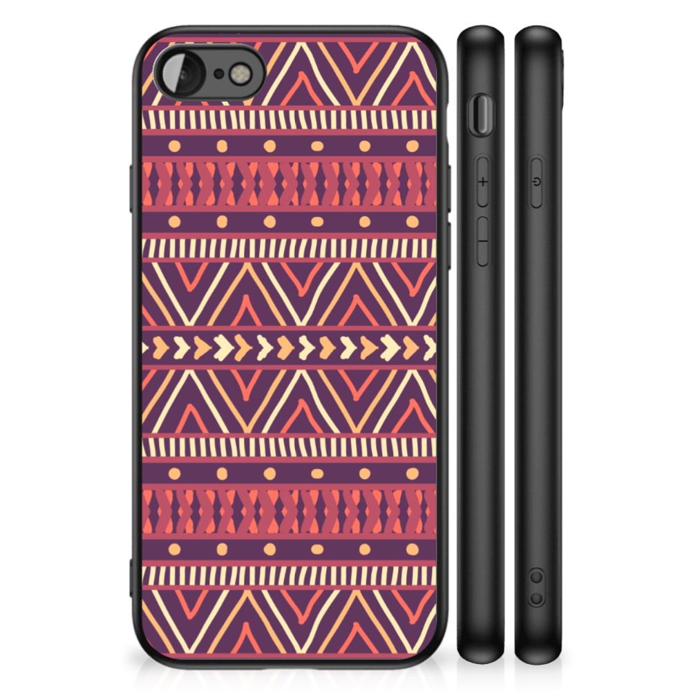 iPhone SE 2022 | SE 2020 | 7/8 Back Case Aztec Paars met opvallend design en schokabsorberend materiaal