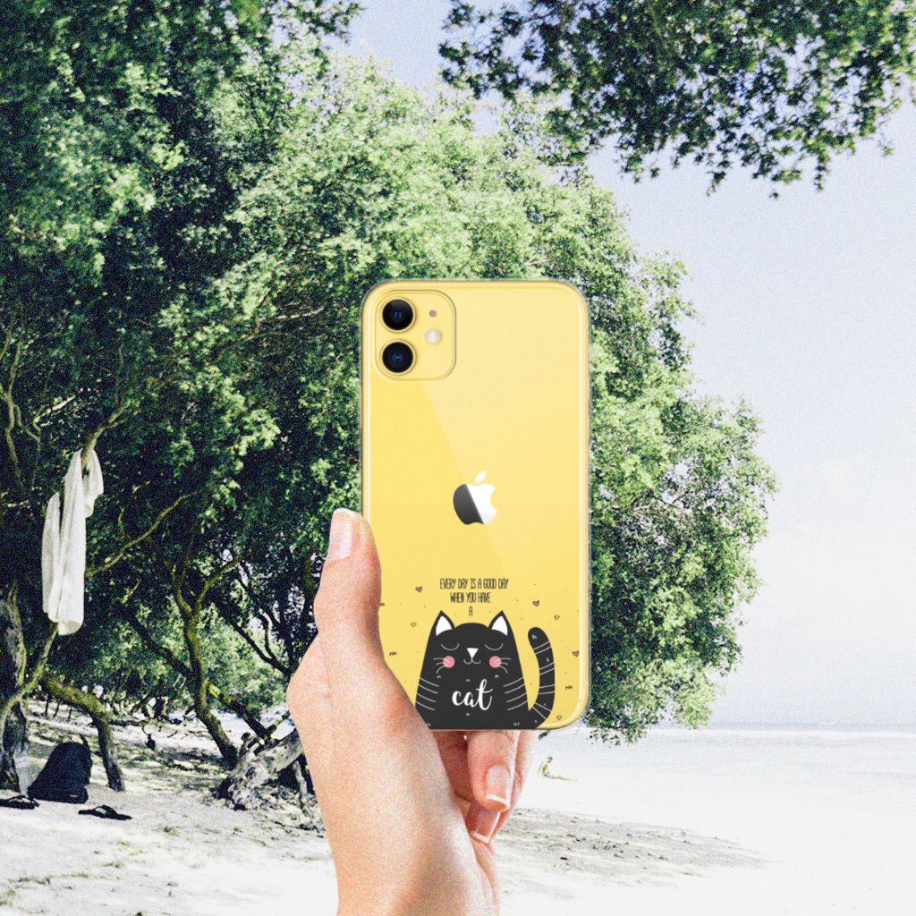 Apple iPhone 11 Telefoonhoesje met Naam Cat Good Day