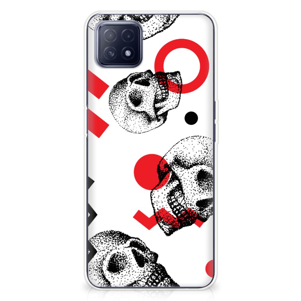 Silicone Back Case OPPO A53 5G | OPPO A73 5G Skull Red