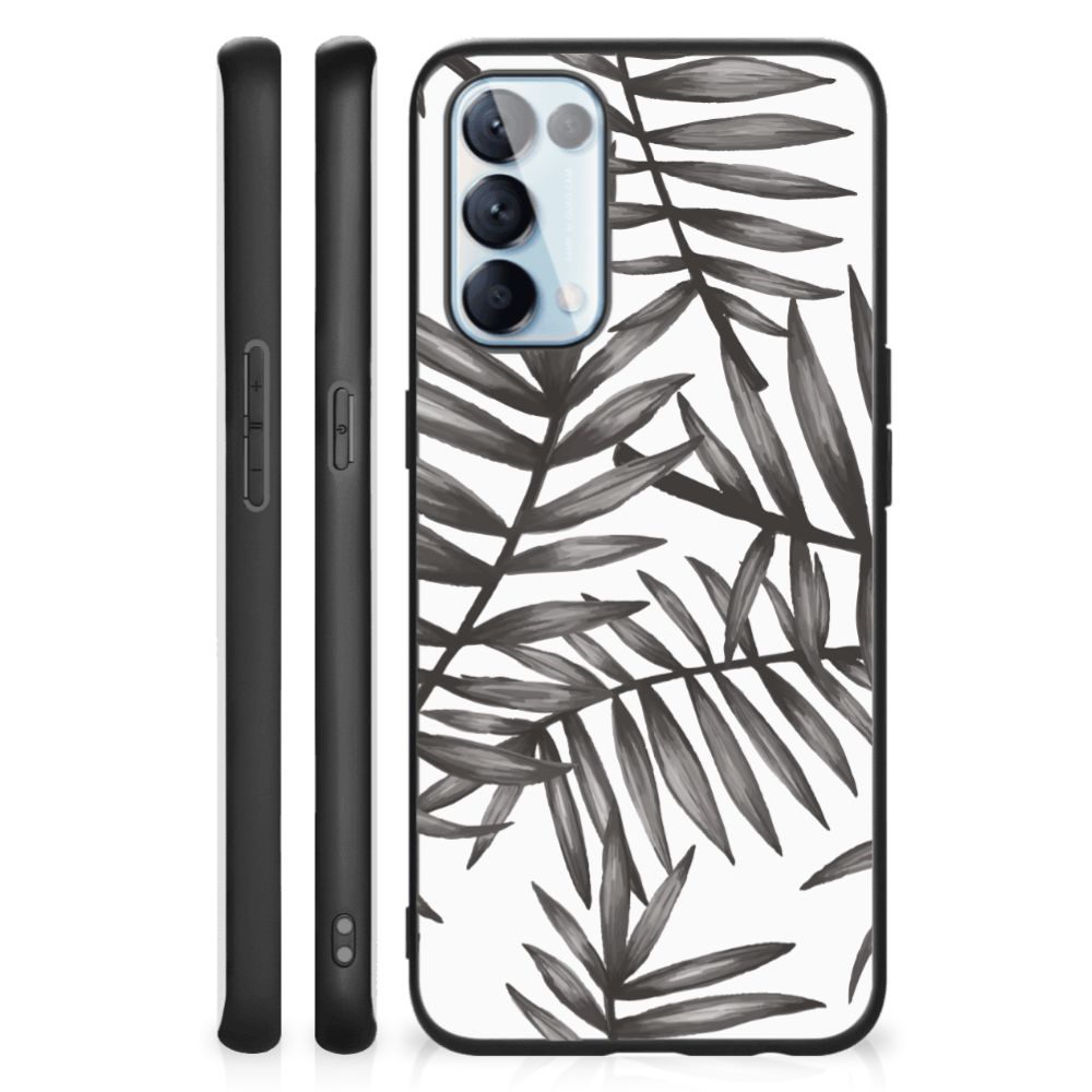 OPPO Reno5 5G | Find X3 Lite Bloemen Hoesje Leaves Grey