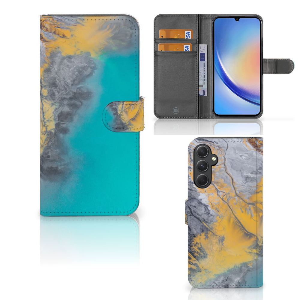 Samsung Galaxy A24 4G Bookcase Marble Blue Gold