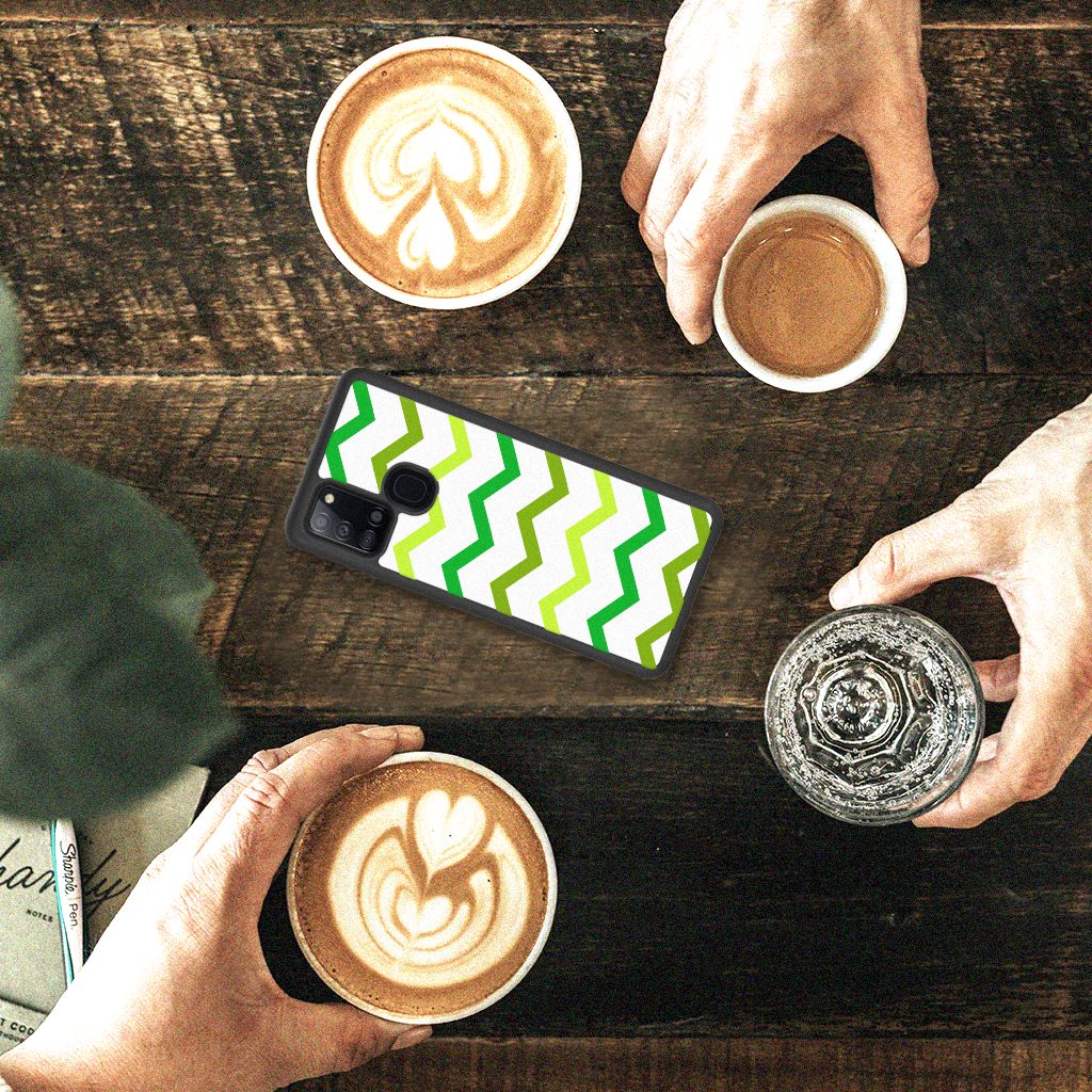 Samsung Galaxy A21s Bumper Case Zigzag Groen B2C Telecom