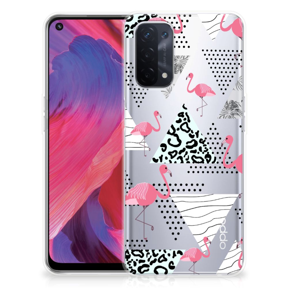 OPPO A93 5G TPU Hoesje Flamingo Triangle