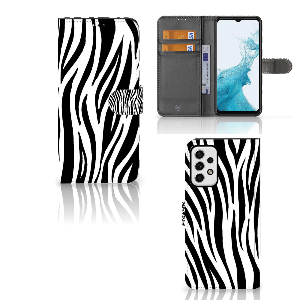 Samsung Galaxy A23 Telefoonhoesje met Pasjes Zebra