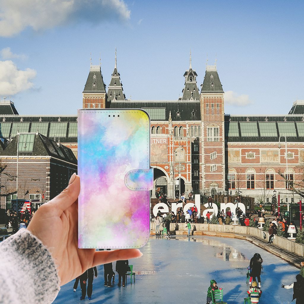 Hoesje iPhone 13 Pro Max Watercolor Light shown in front of Amsterdam's famous Rijksmuseum.