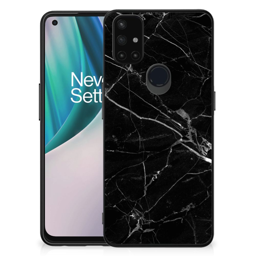 OnePlus Nord N10 5G Marmeren Print Telefoonhoesje Marmer Zwart - Origineel Cadeau Vader