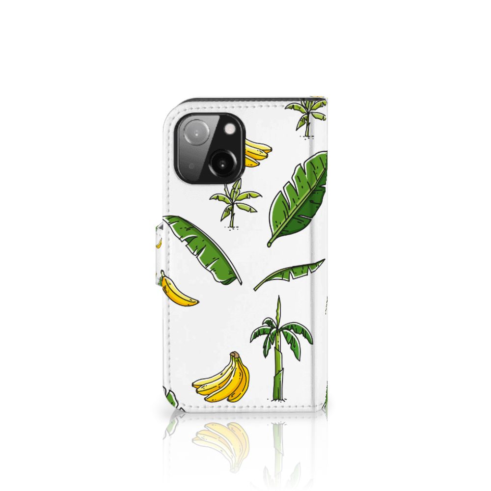 iPhone 13 Mini Hoesje Banana Tree met bananen en bladeren 🍌 op een witte achtergrond