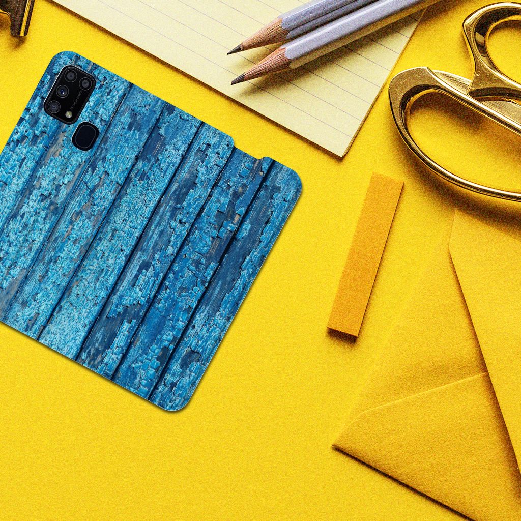 Samsung Galaxy M31 Book Wallet Case Wood Blue - B2C Telecom