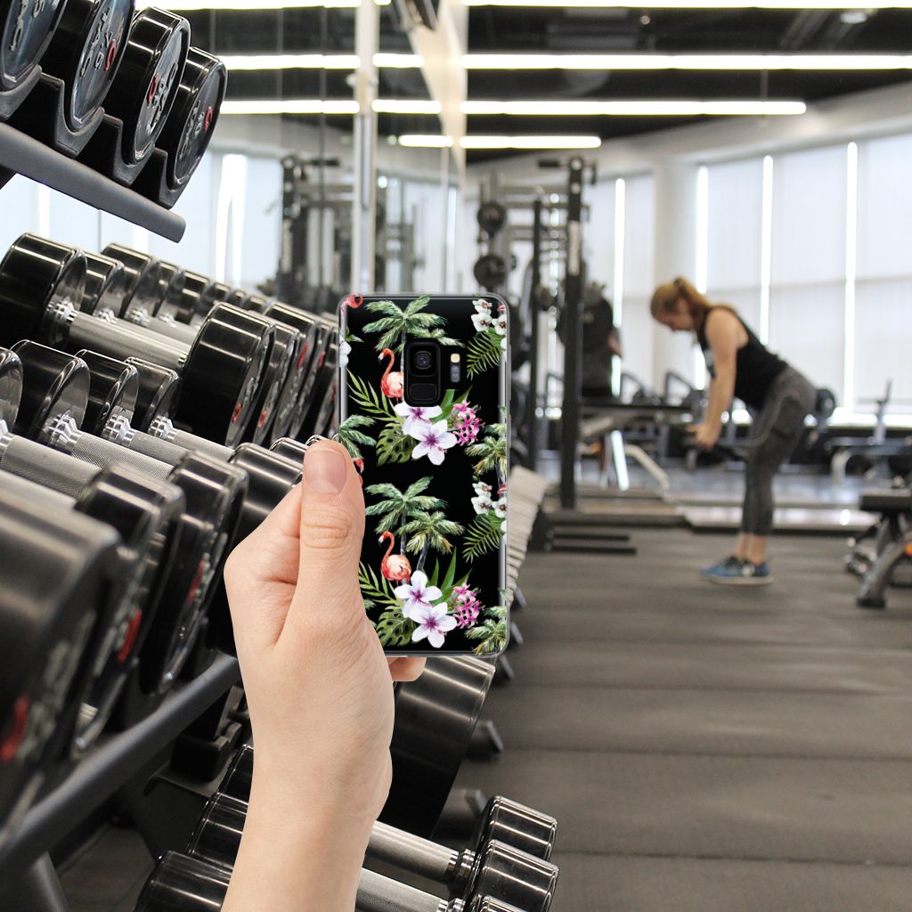 Samsung Galaxy S9 TPU Hoesje Flamingo Palms