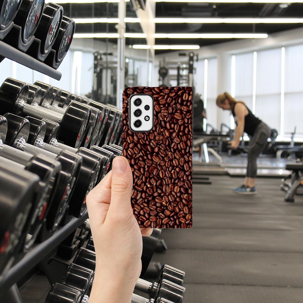 Samsung Galaxy A73 Flip Style Cover Koffiebonen - B2C Telecom