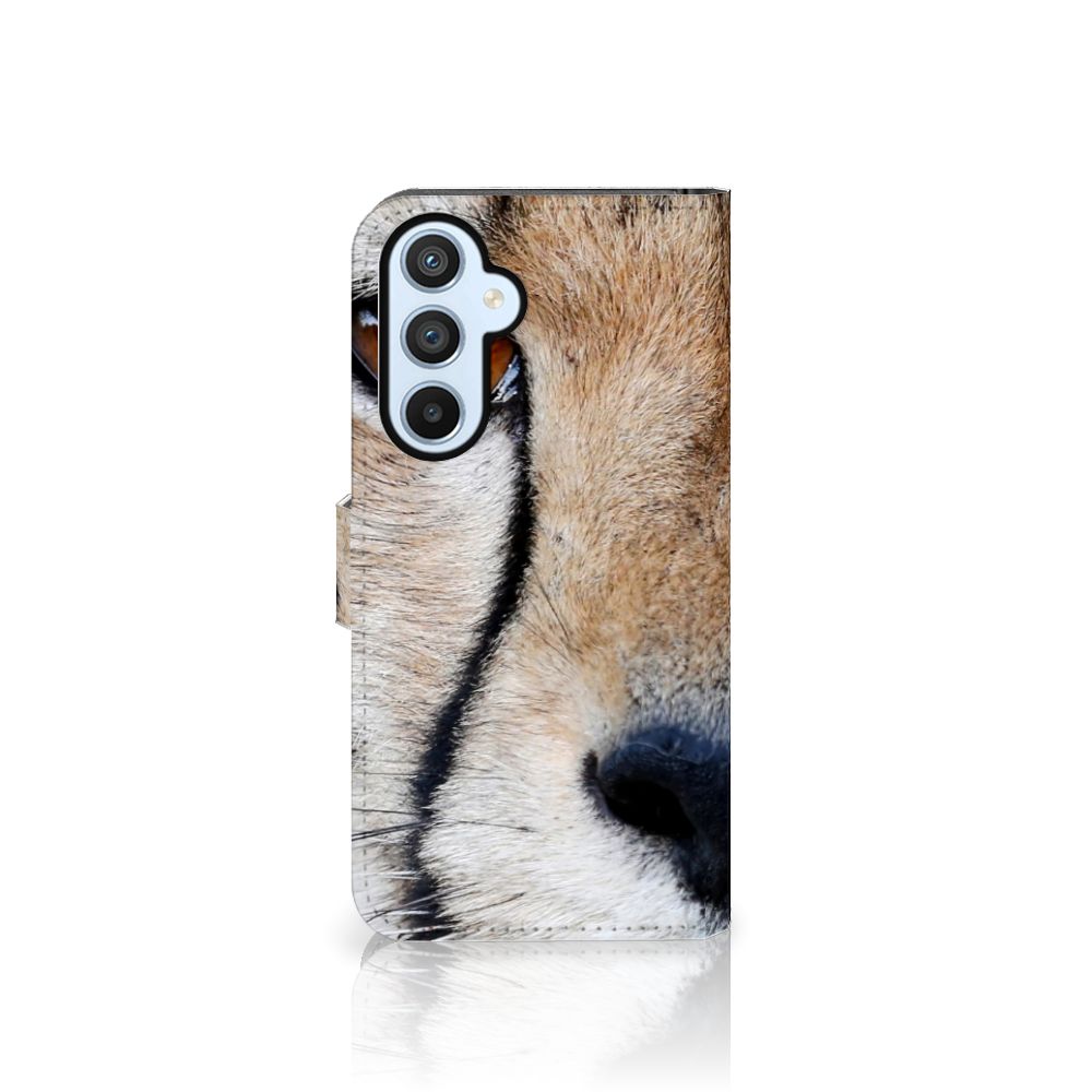 Samsung Galaxy A54 5G Telefoonhoesje met Pasjes Cheetah close-up van het cheeta gezicht